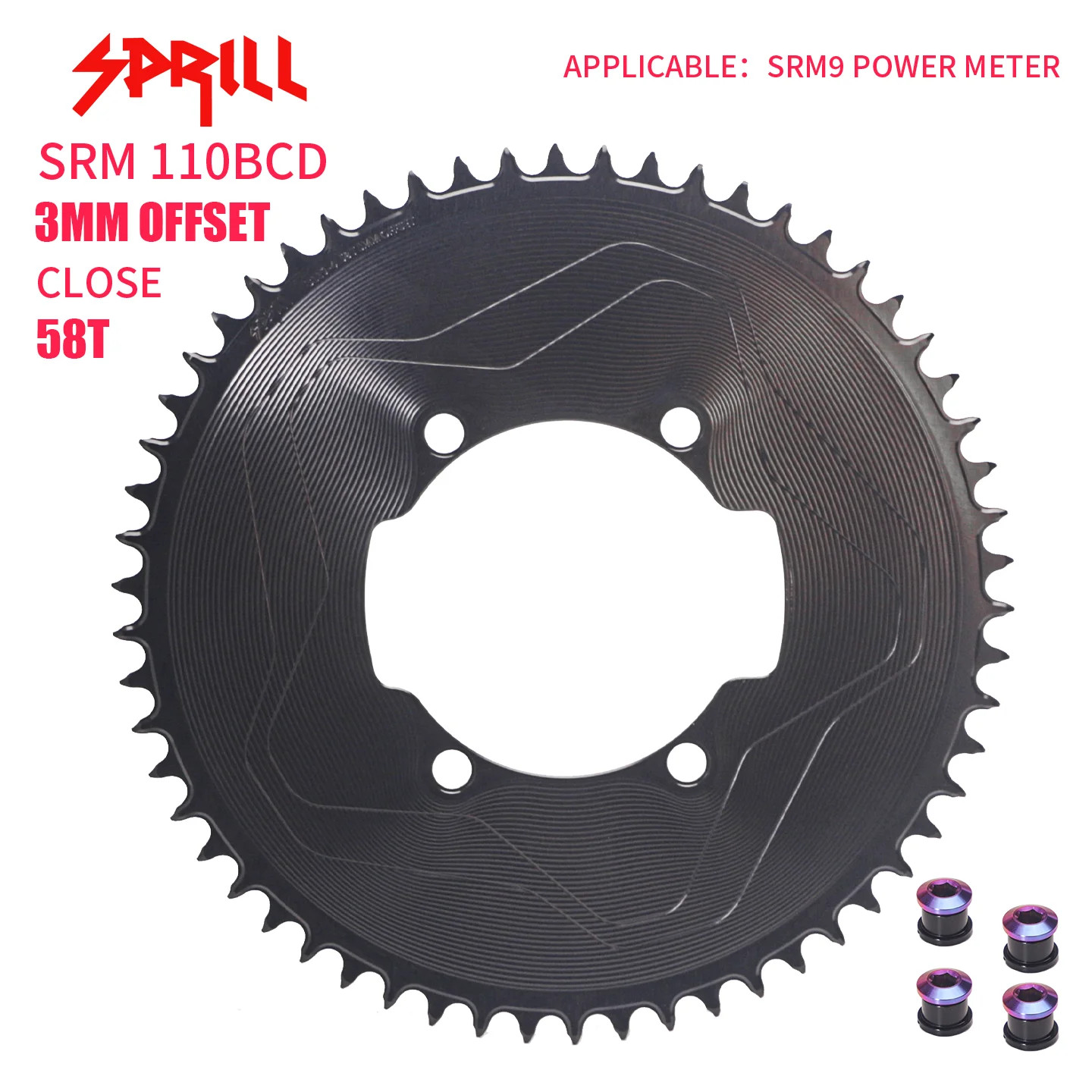 For SRM 9 Power Meter 3mm Offset Chainrings 110BCD FOR TT TRIATHLON Aero 56T-54T