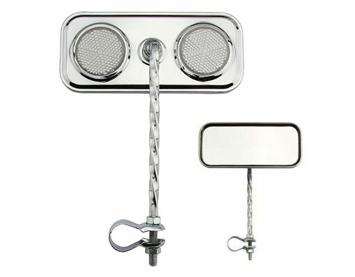 ONE Bike Rectangle Square Twisted Mirror Chrome Clear Reflectors.