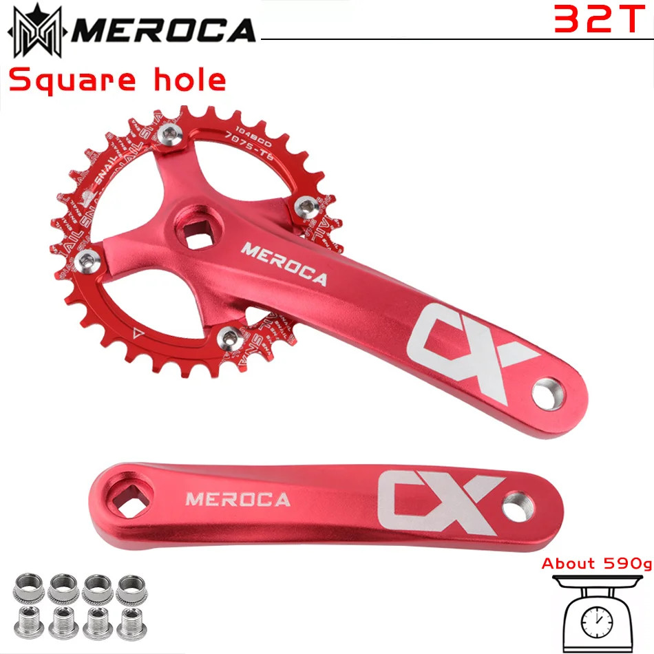 MEROCA Bicycle Crank Chainwheel 104BCD MTB Bike Crankset Aluminum Alloy with Bot