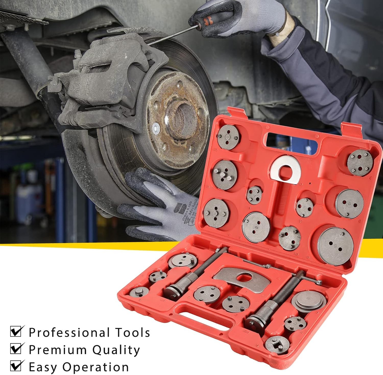 24PCS Disc Brake Caliper Tool Kit | Heavy Duty Disc Brake Piston Caliper Rewind