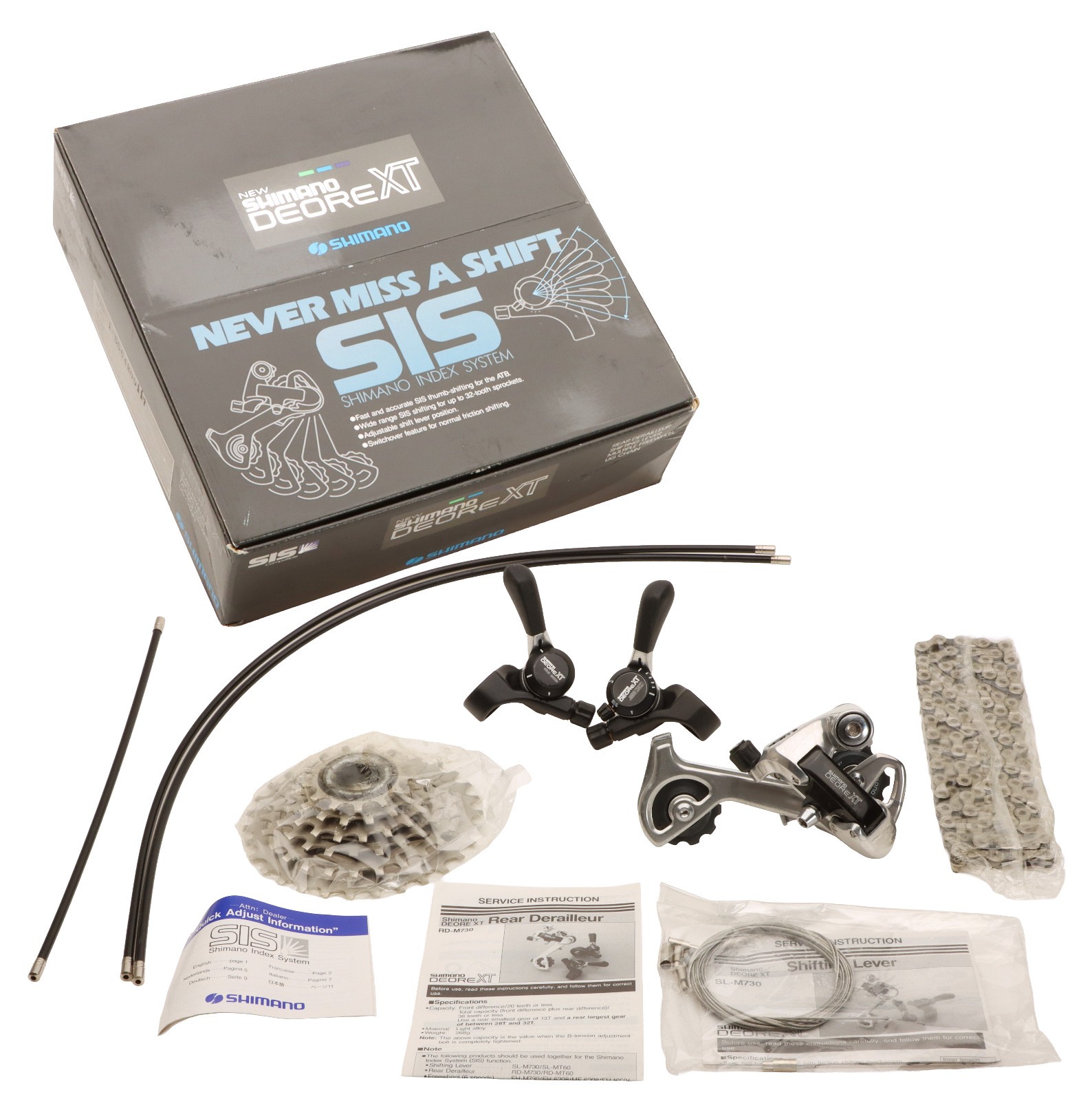 Shimano Deore XT Kit with RD-M730/SL-M730/MF-6208/Chain 3x6s NOS NEW