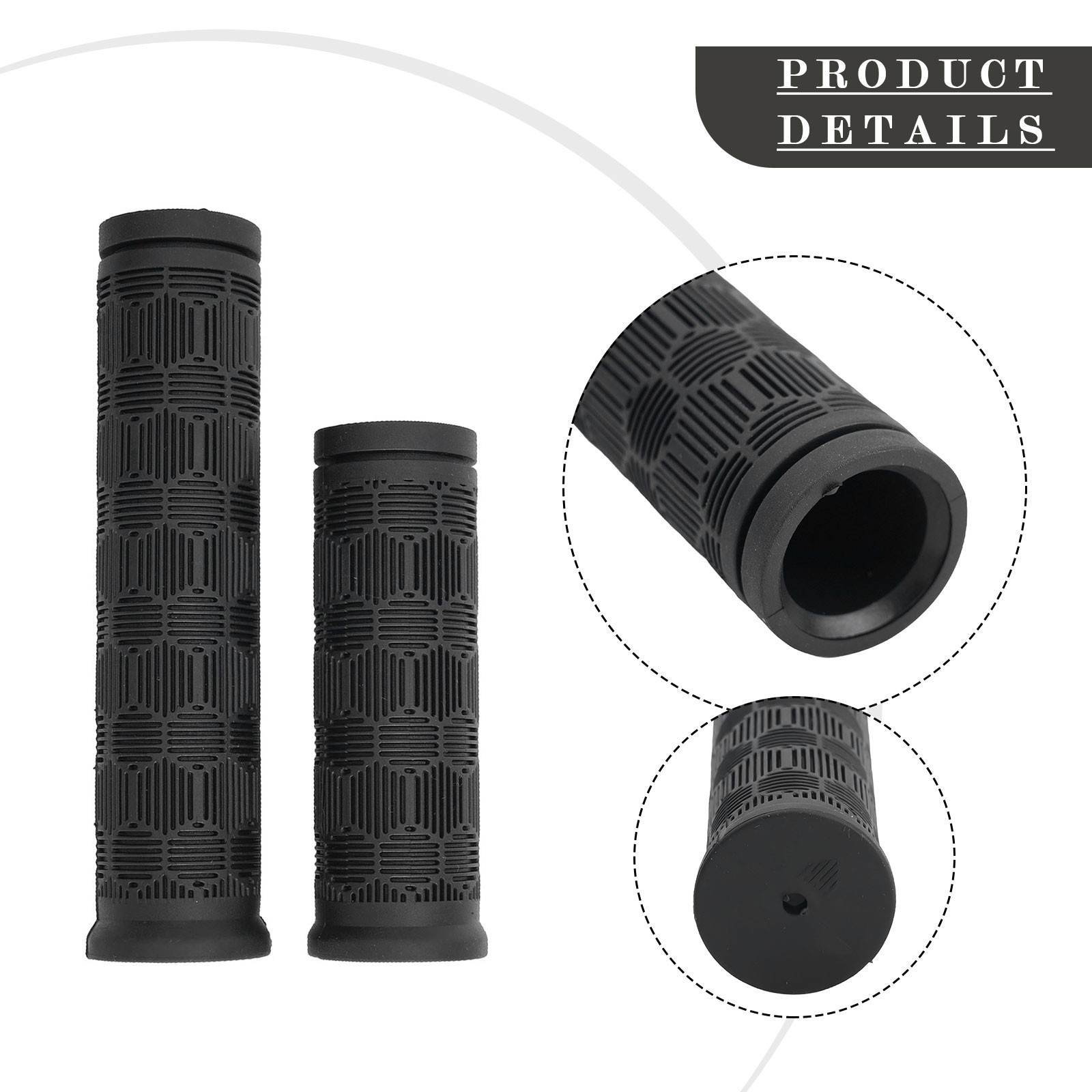 Black Rubber Bike Bar Grips with 125mm+75mm Length Perfect for Cycling