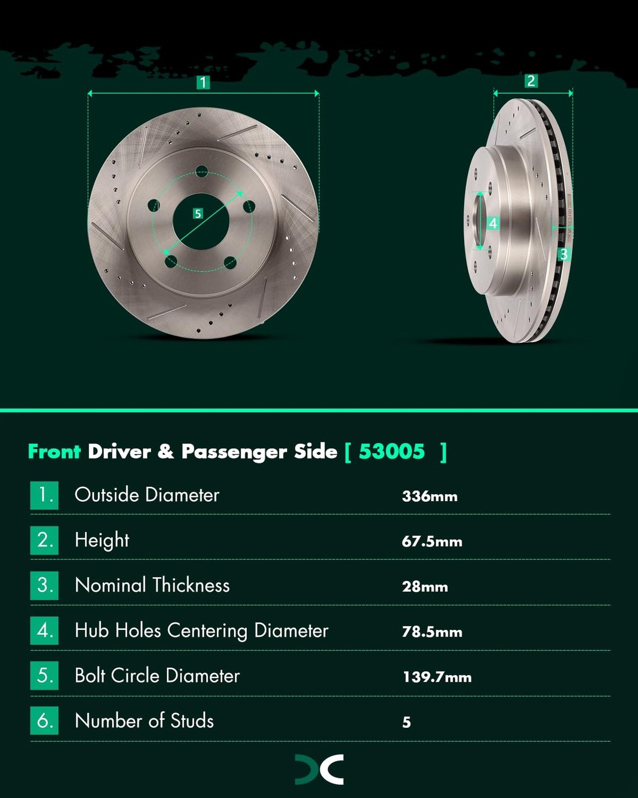 SCITOO Disc Brake Rotors Kits Front 13.23″ Rotors Replacement For Chrysler Fo…