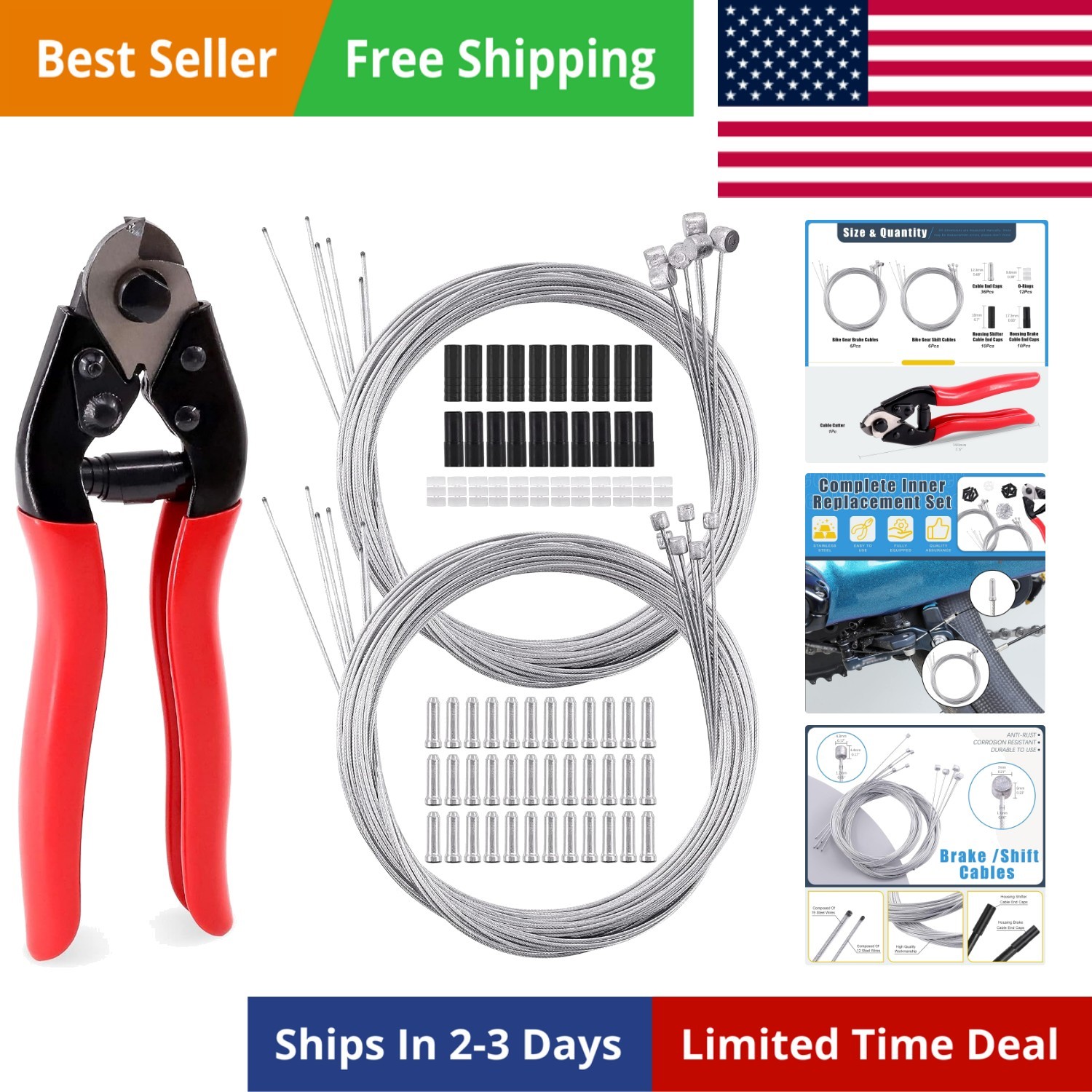 81Pcs Stainless Steel Bicycle Cable Cutter and Bike Brake Cable Shifter Cable…