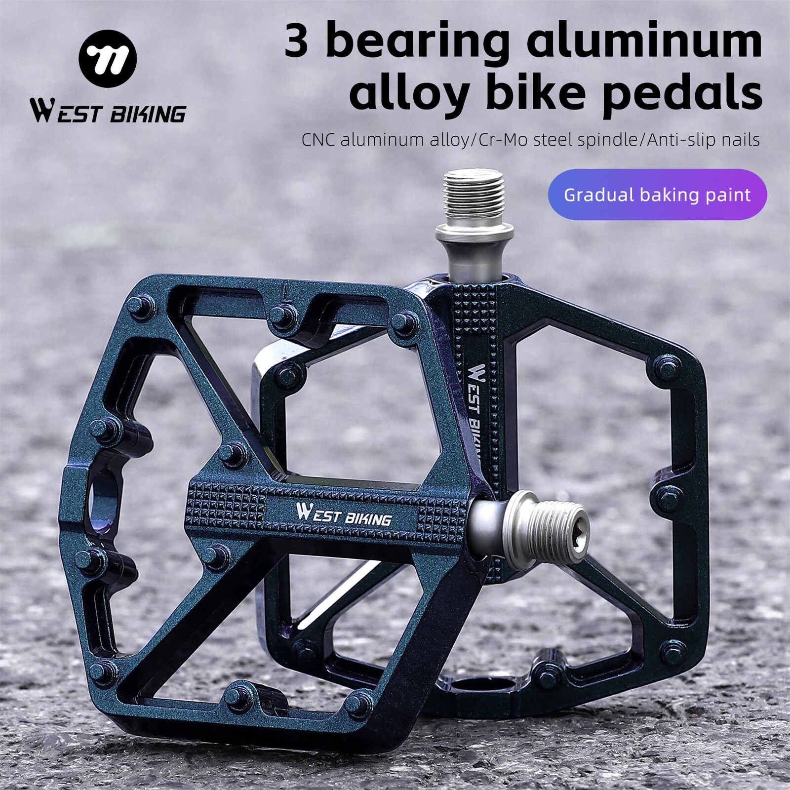 West Biking MTB Bicycle Pedals Waterproof Non Slip Bicycle Pedals Platform Pedal