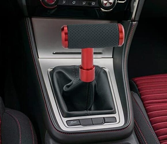 T Shifter Knob Leather Shift Knob Gear Shift Stick Head for Most Manual Red