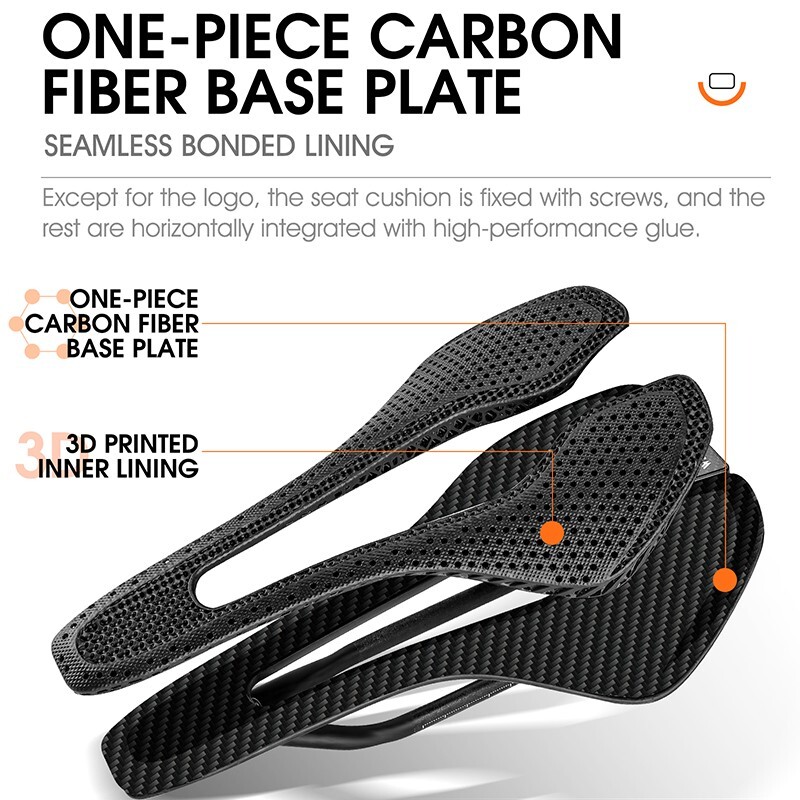 WEST BIKING Carbon Fiber 3D Printed Saddle Ultralight Road Bike Hollow Cushion