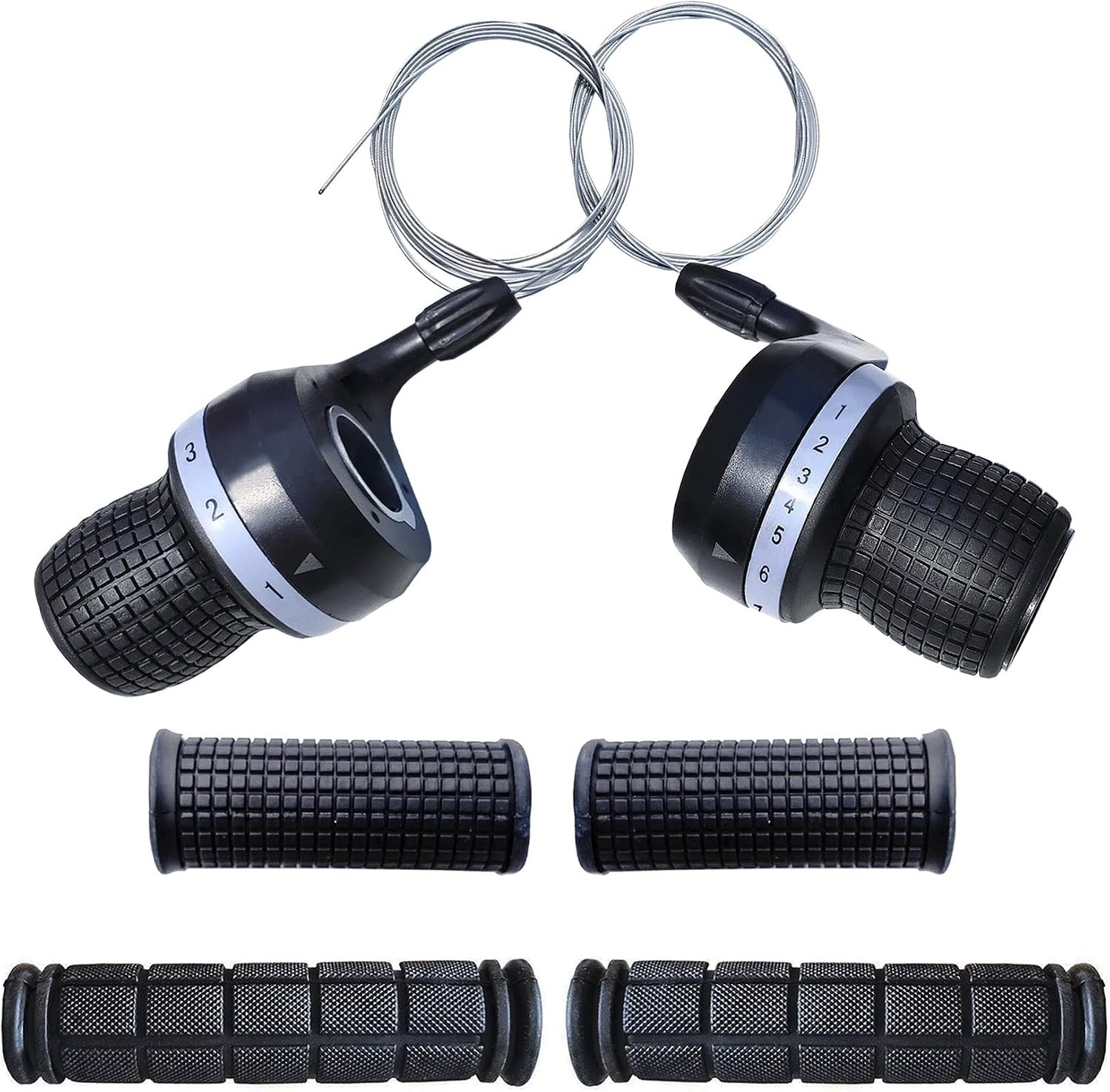 Bicycle Twist Grip Gear Shifters 3X7 Speed and Non-Slip Rubber Handlebar Grips