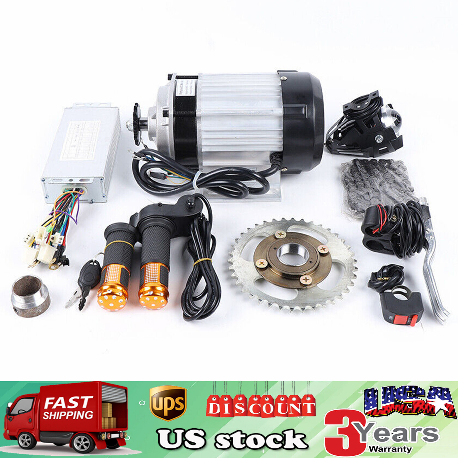 New 48V 750W Electric 3-wheel Bike Brushless Motor Kit For Adults Tricycle Trike