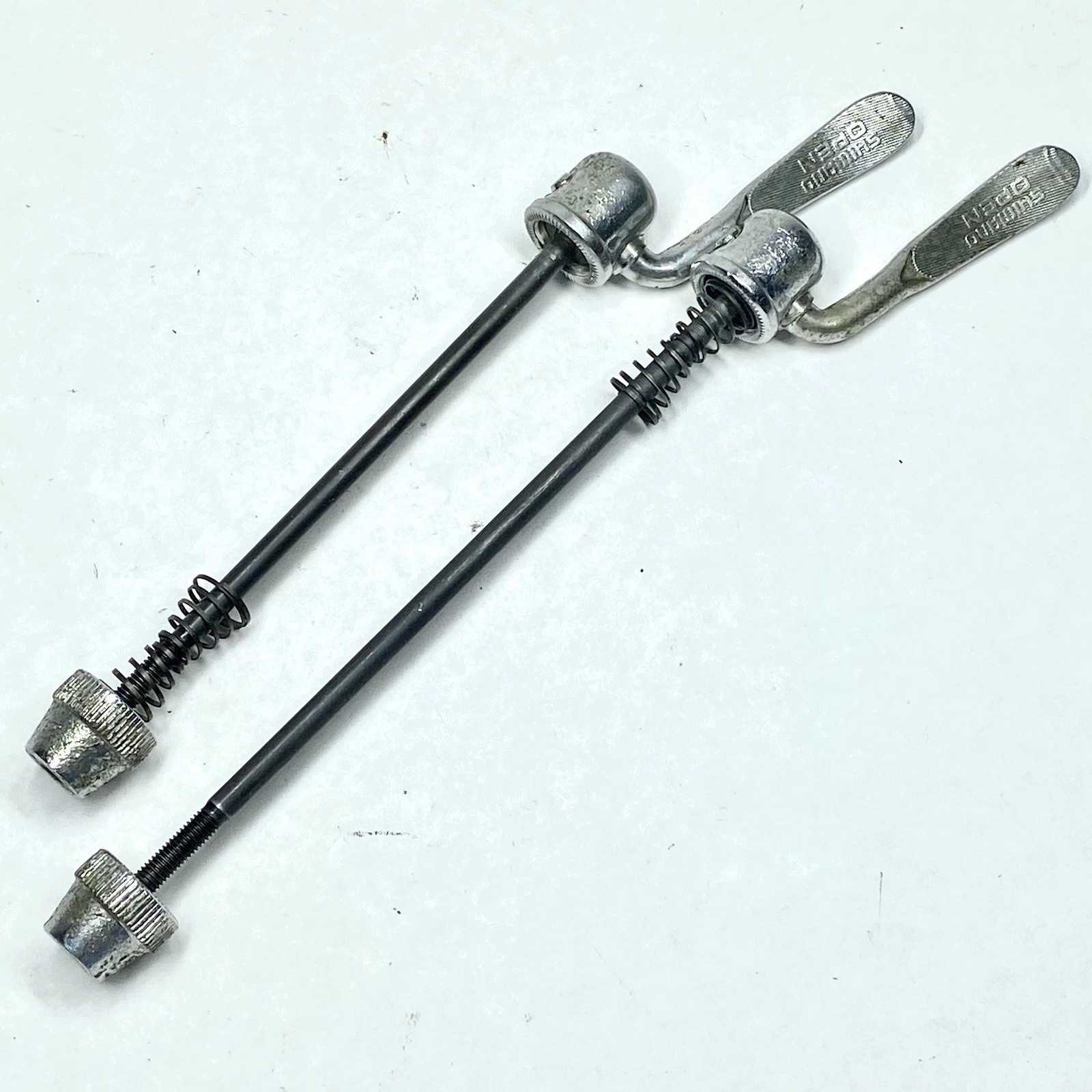 Shimano Quick Release Skewer Set Front Rear 100mm 135mm Chrome Vintage MTB
