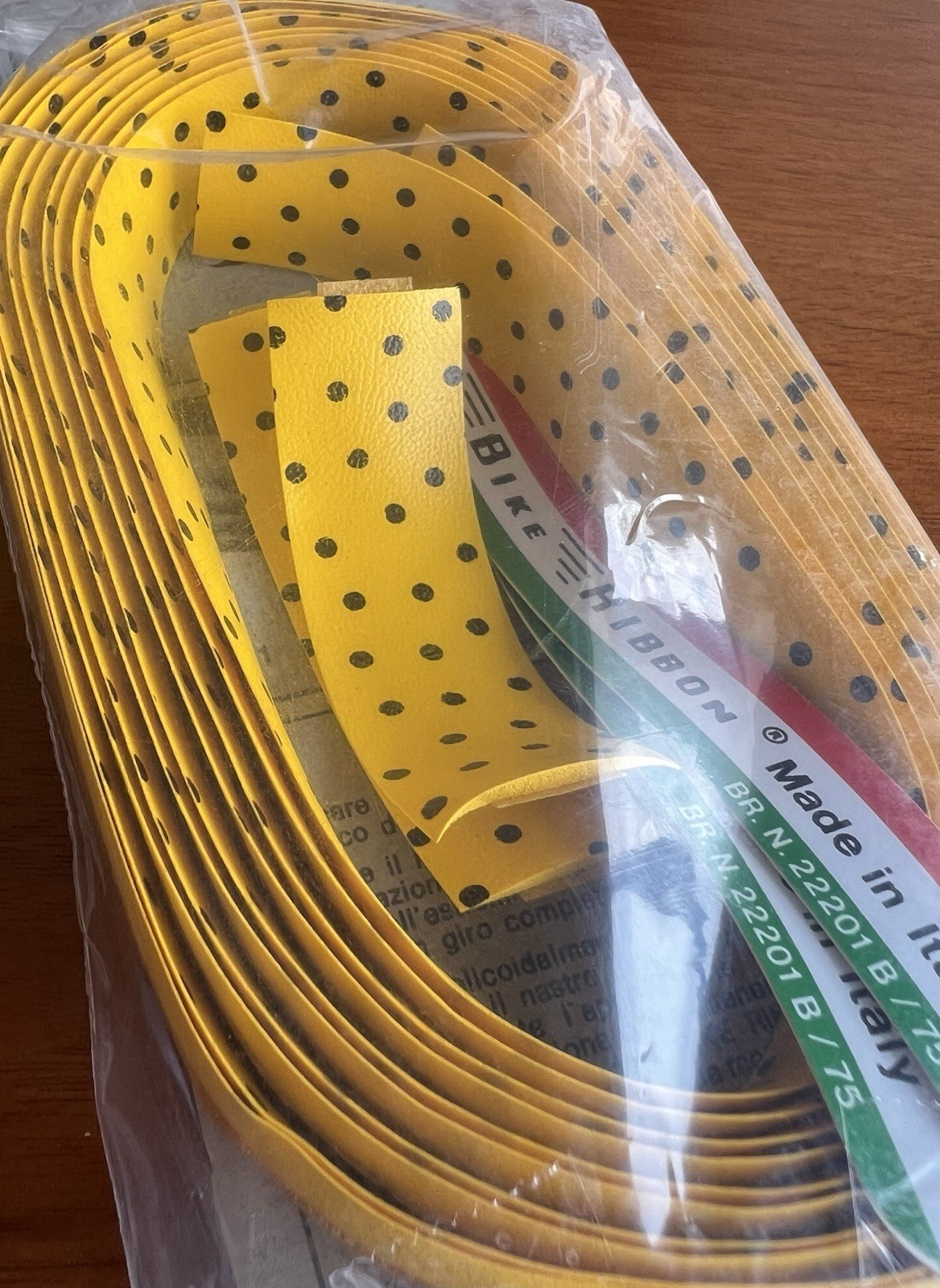 NEW/NOS Vintage Ambrosio Bike Ribbon Handlebar Tape – Yellow/Black Polka Dot