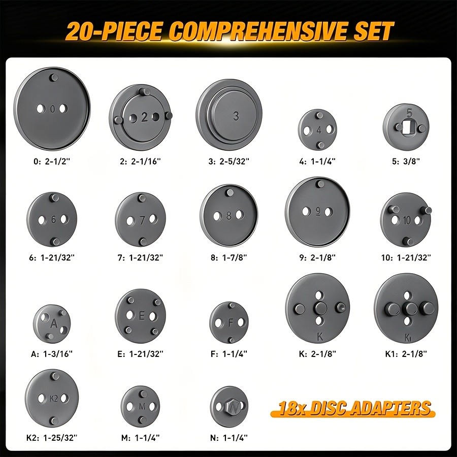 22Pcs Universal Disc Brake Caliper Piston Rewind Wind Back Compression Tool Kit