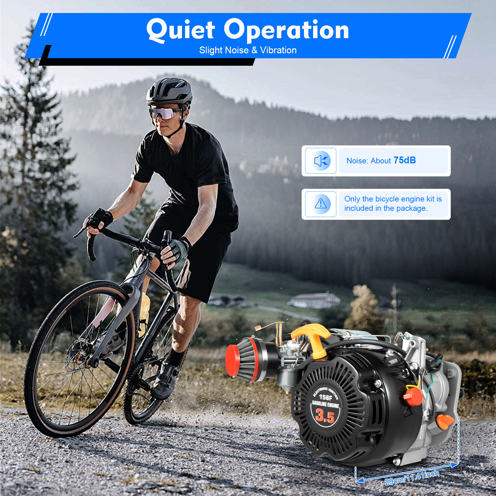 100CC 4-Stroke Bicycle Gas Engine Kit Fits Large Triangle Frame Gravel Bikes