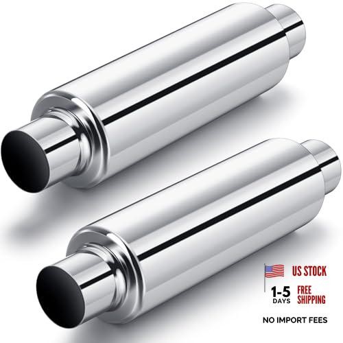 Relaxweex 2 Pcs 2.5″ Inlet Exhaust 2.5″ Inlet 16″ Overall Length Silver