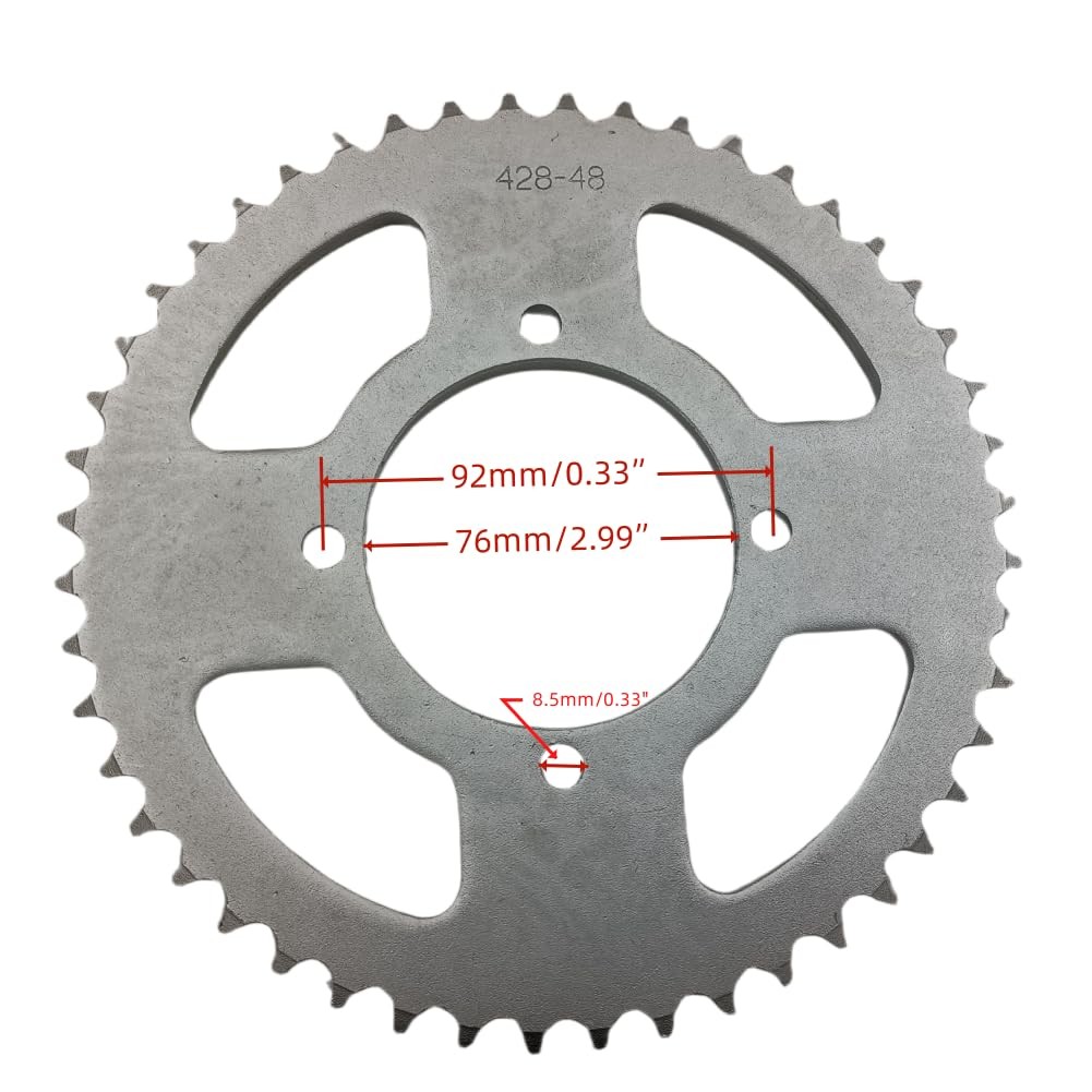 Ztdzzh 48 Tooth Rear Chain Sprocket Id 76Mm For 428 Chain 50Cc 70Cc 90Cc 110Cc