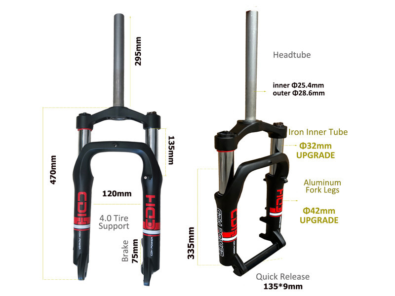 20*4.0″ Fat Suspension Fork Single Shoulder Bike Fork & Headset – Bike/Tricycle