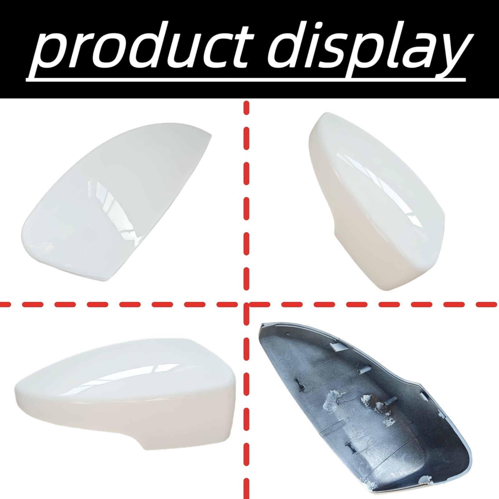 Premium Oxford White ABS Rearview Mirror Caps with Clips – Direct Replacement…