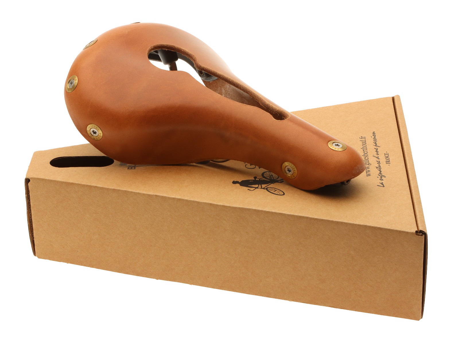 Gilles Berthoud Marie Blanque Open Saddle Steel Rails Leather Natural NEW NOS