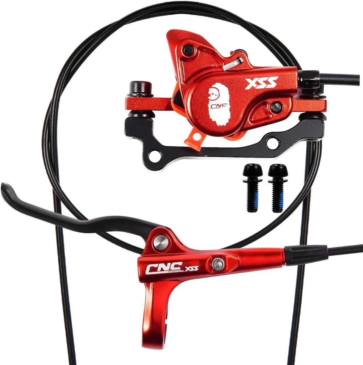 MTB Hydraulic Disc Brake Set Front 800mm Rear 1450mm Mountain Bike Red Parts New
