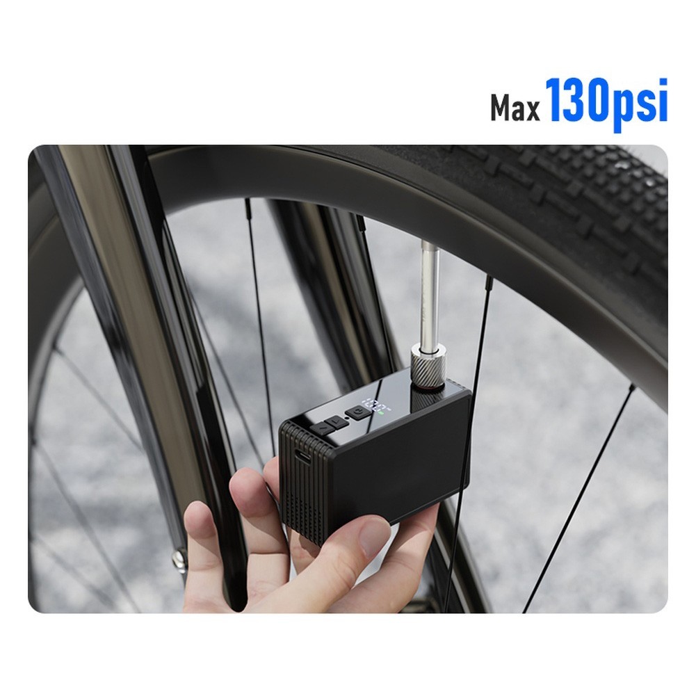 Bike Tire Inflator Portable Electric 130 PSI with 800mAh Battery and LCD Screen