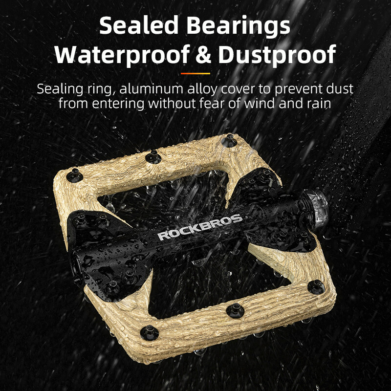 ROCKBROS Aluminum Nylon Bike Pedals Wood Grain Bearing Anti-Slip Bicycle Pedals