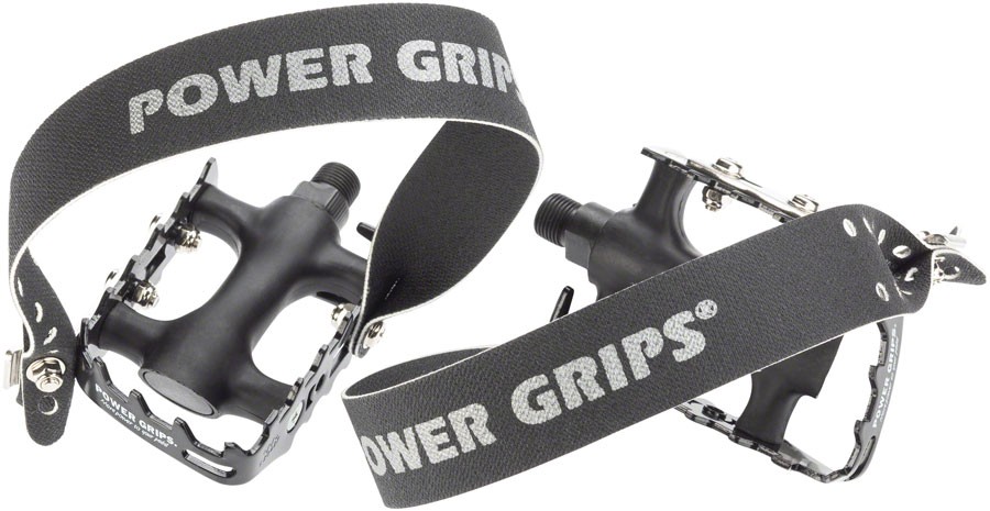 Power Grips Sport Pedal Kit 9/16″ Chromoly Axle Metal Cage Plastic Body Black XL