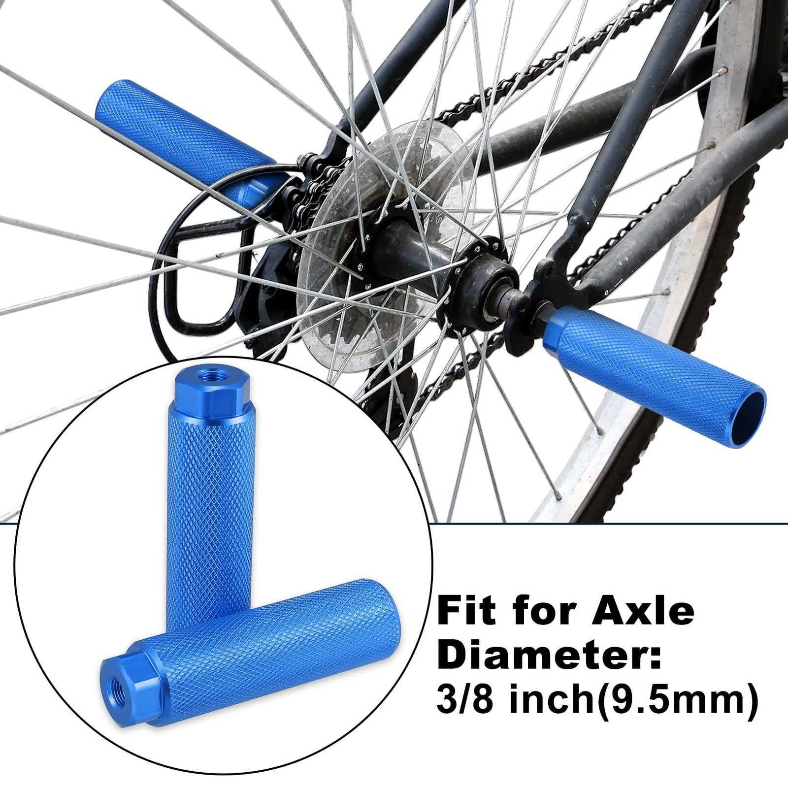 X AUTOHAUX Pair Aluminum Alloy Rear Foot Pegs Footrests Universal Blue for BMX M