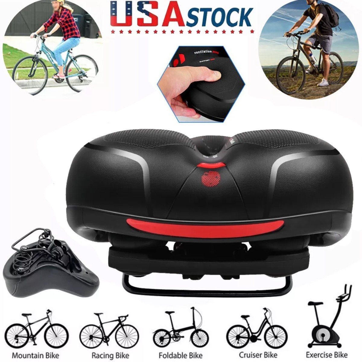 Extra Wide Big Bum Bike Bicycle Saddle Seat Gel Cushion Sporty Soft Comfort Pad
