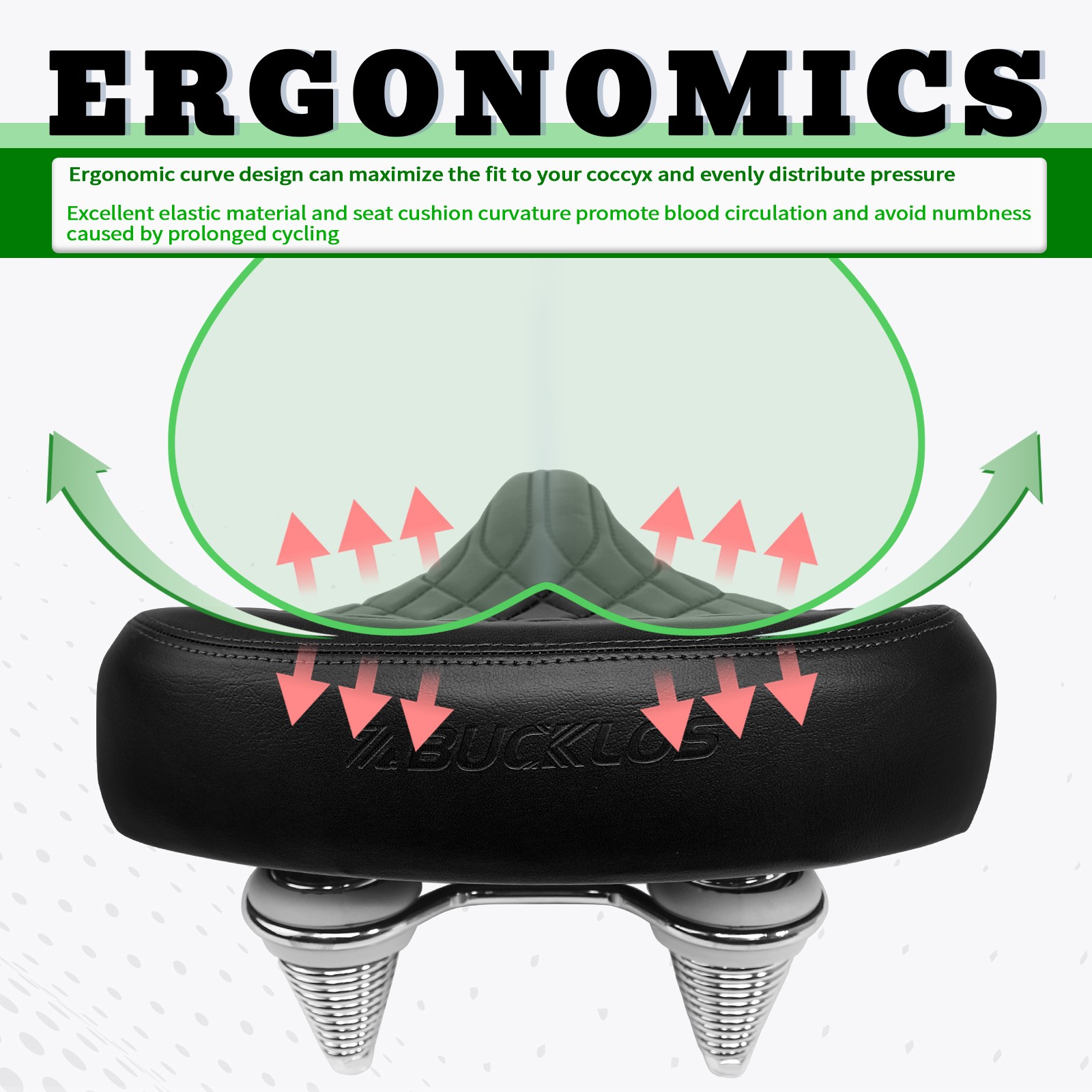Ergonomic Retro Double Springer Cushion Comfortable Extra Wide Cruiser Bike Seat