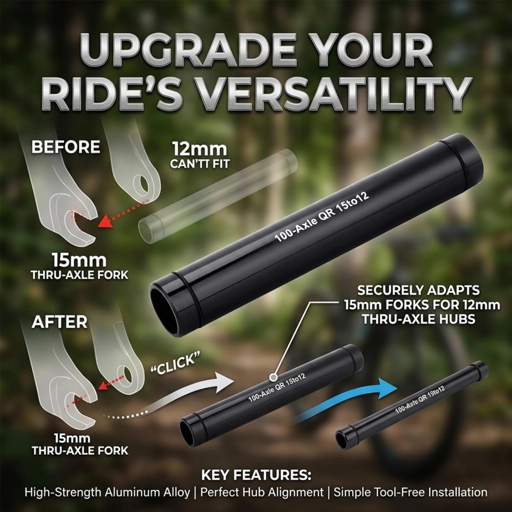 15mm to 12mm Thru axle Adapter, 15mm to 12mm Front Axle Adapter, Quick Release W