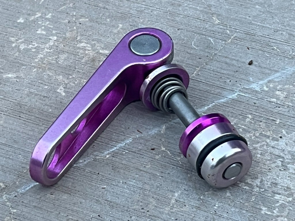 Vintage Ringle Holey Titanium Stix Seatpost QR Quick Release | Purple Ano / VGC