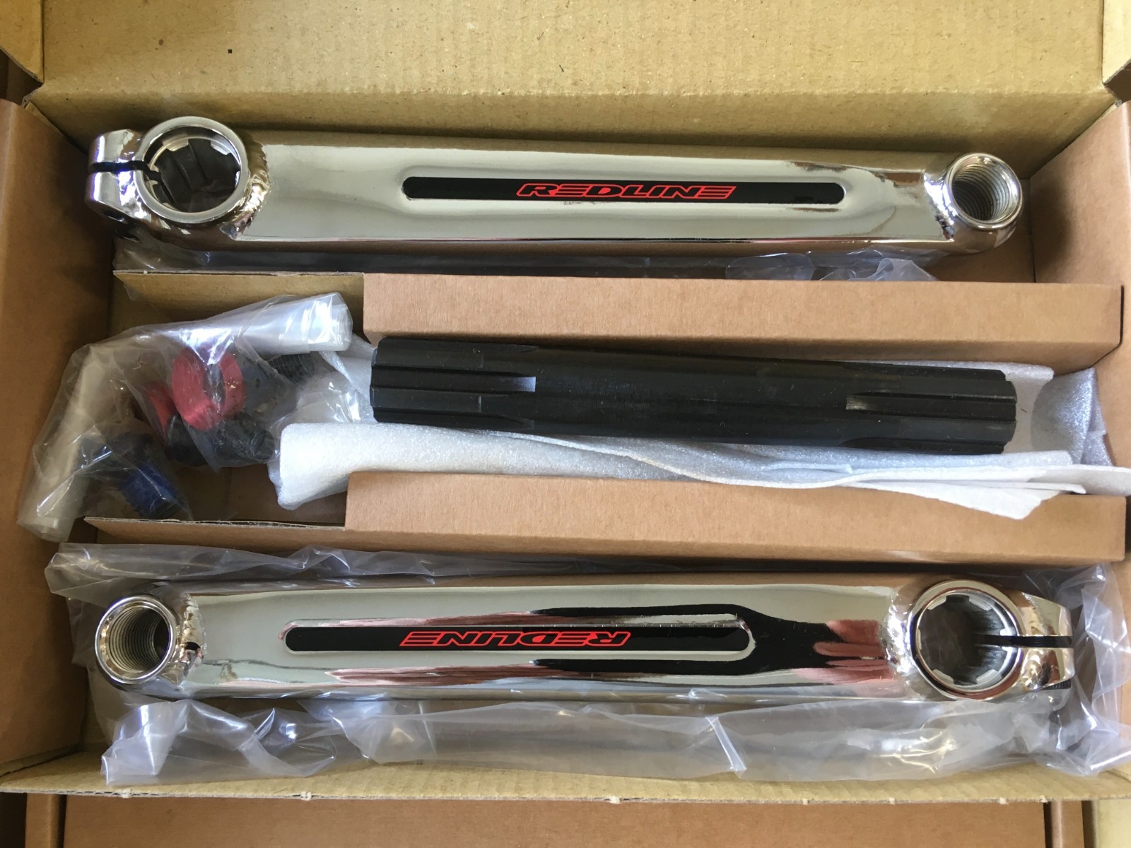 Redline Flight Cranks 175mm Chrome New, Retro BMX Parts, Old School