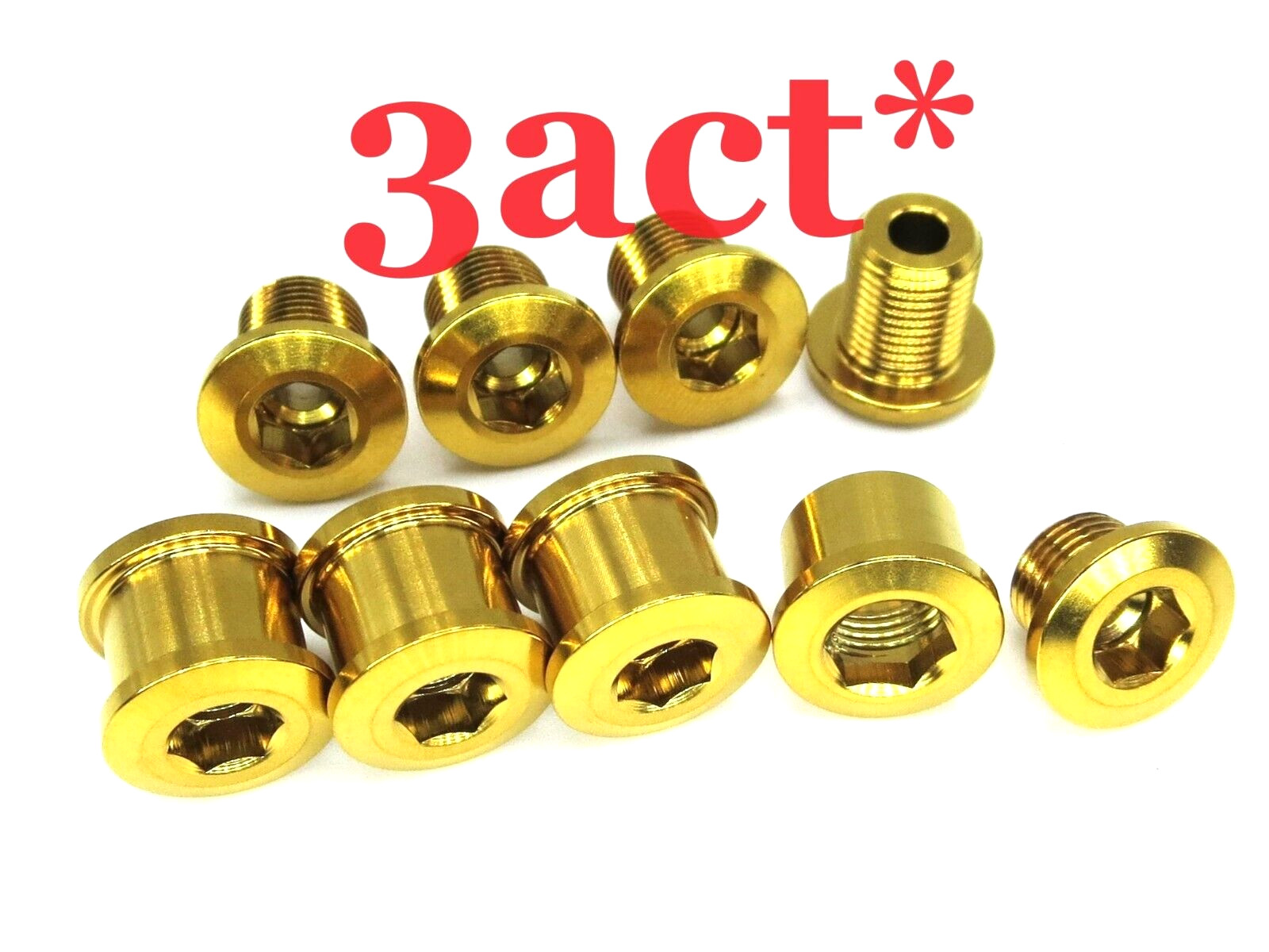 12 pcs Gold – Ti Bolt & Nut (8 Bolts & 4 Nuts) for Triple Crankset Chainring