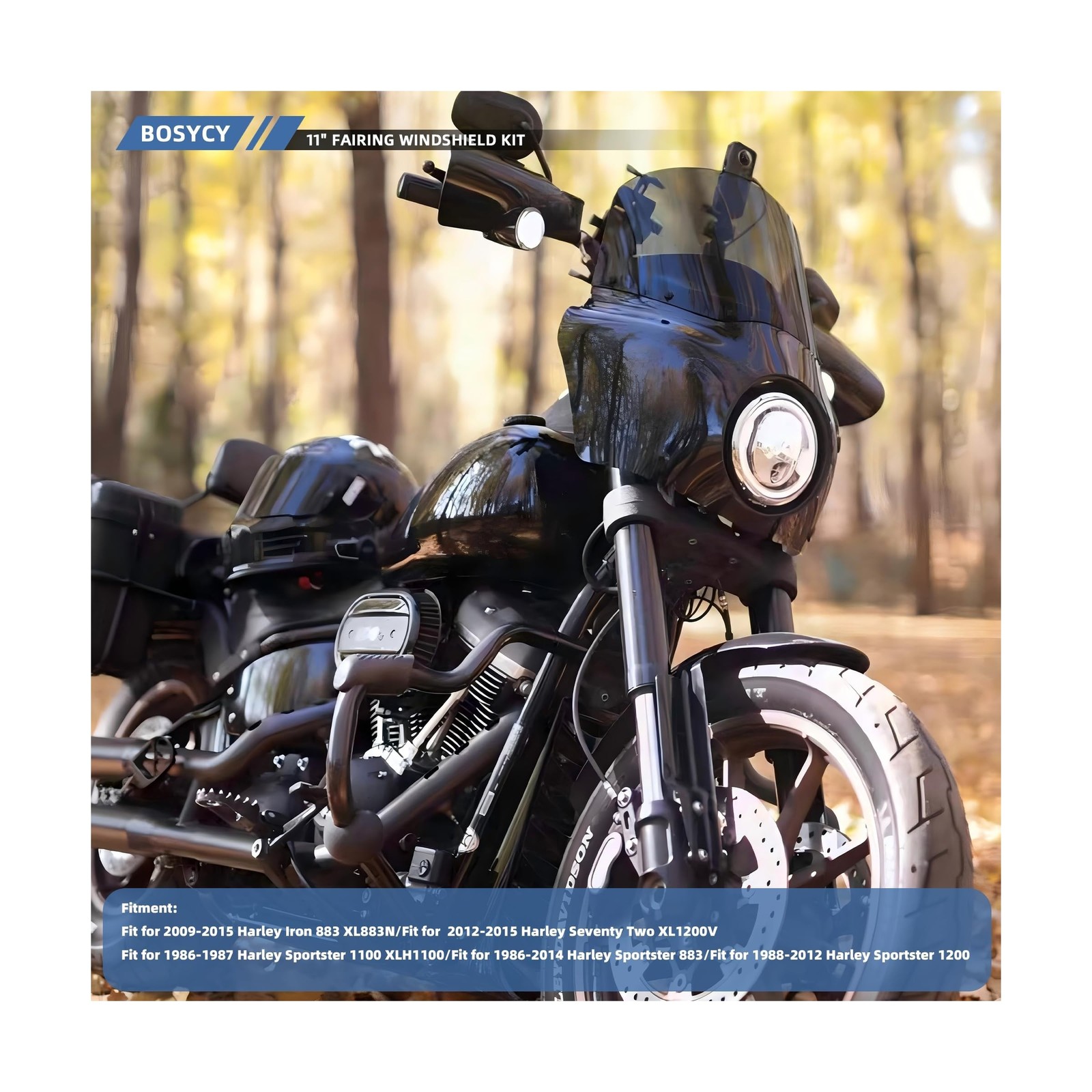Motorcycle Fairing Windshield Kit, 5.75″ Headlight Fairing 11″ Smoked Motorbi…