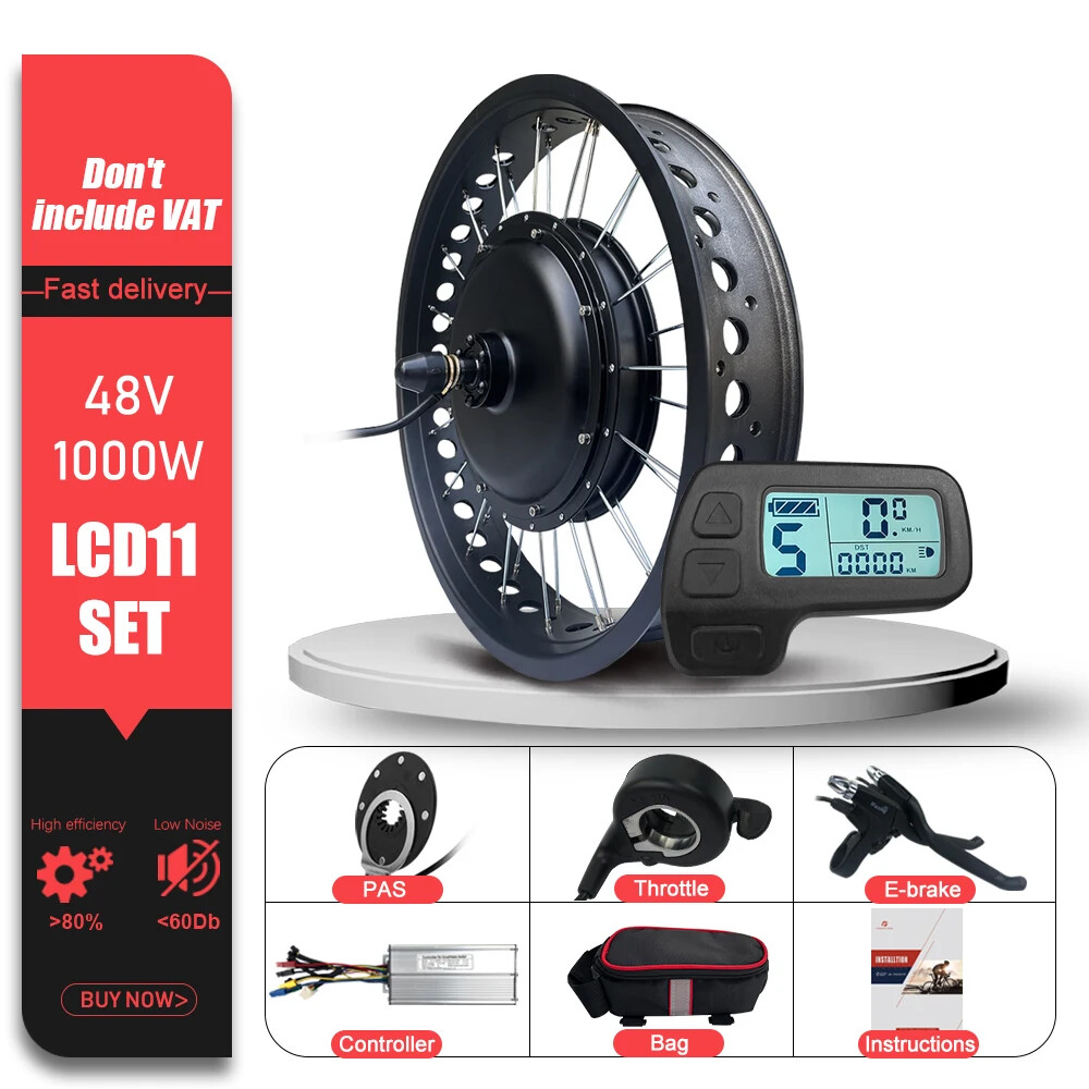 48V 1000W 4.0Tyre Rear Cassette Hub Motor Wheel for Snow E-bike Conversion Kit