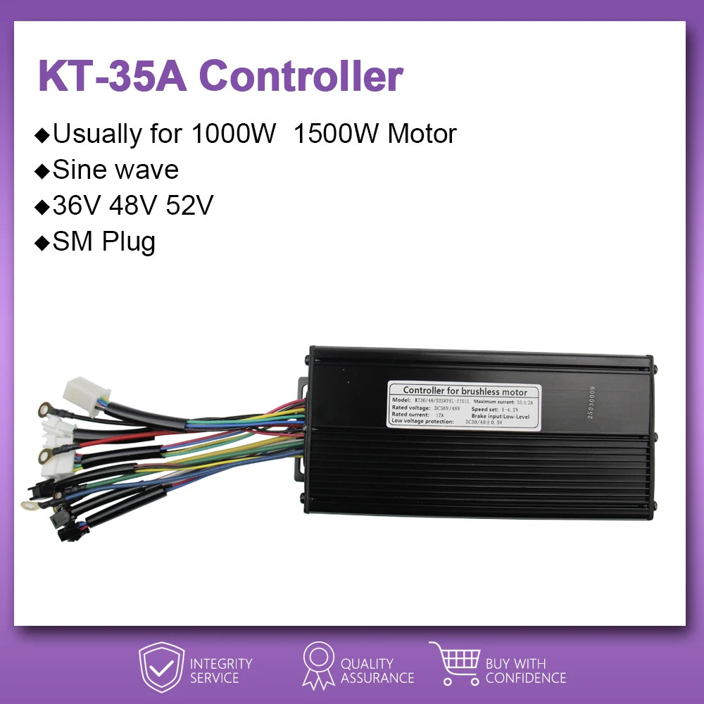 36V48V52V E-Bike Sine Wave Controller 35A for 1000W 1500W Brushless Motor
