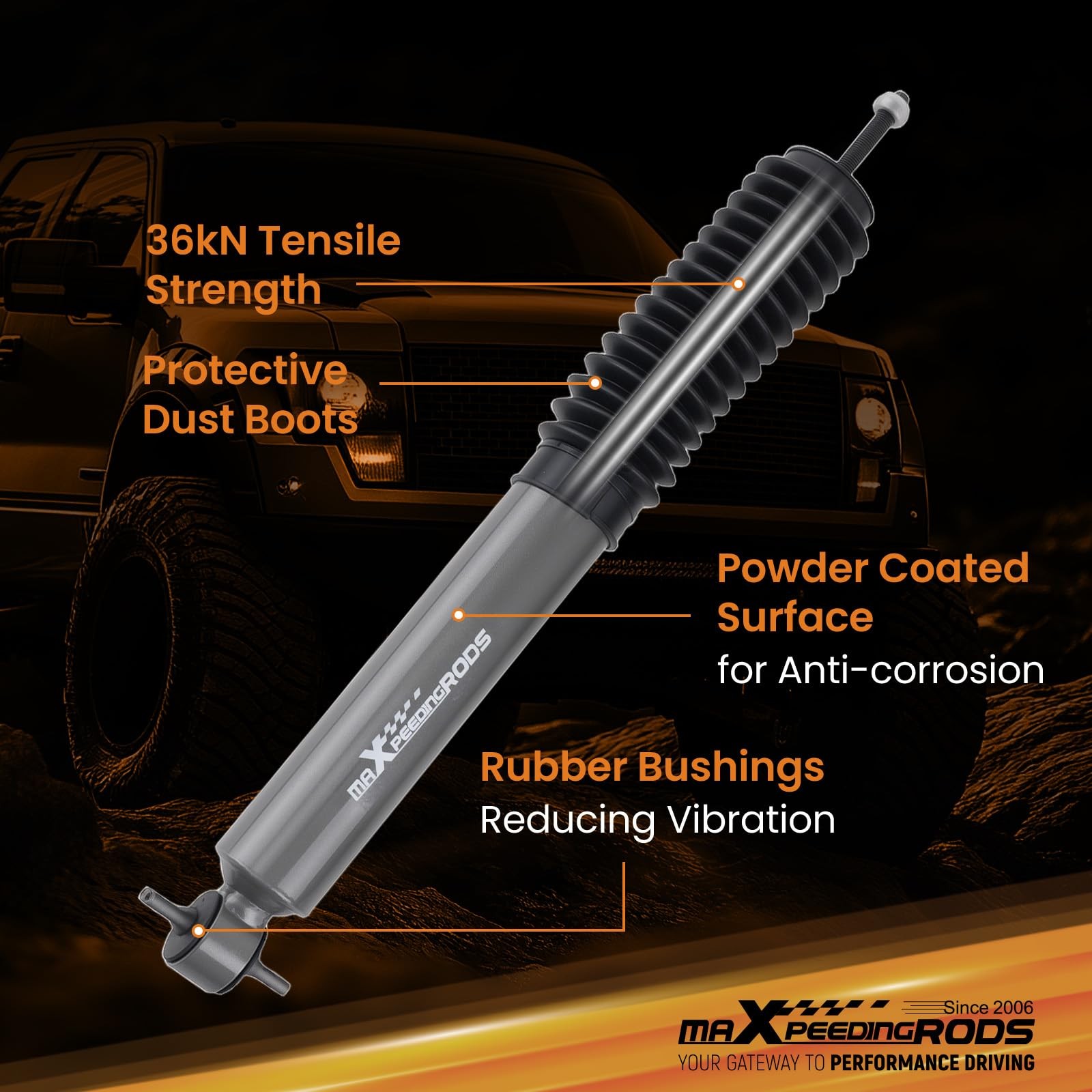 Maxpeedingrods 2.5-4 Front Shocks For 1999-2007 Chevy Silverado/Gmc Sierra 1500