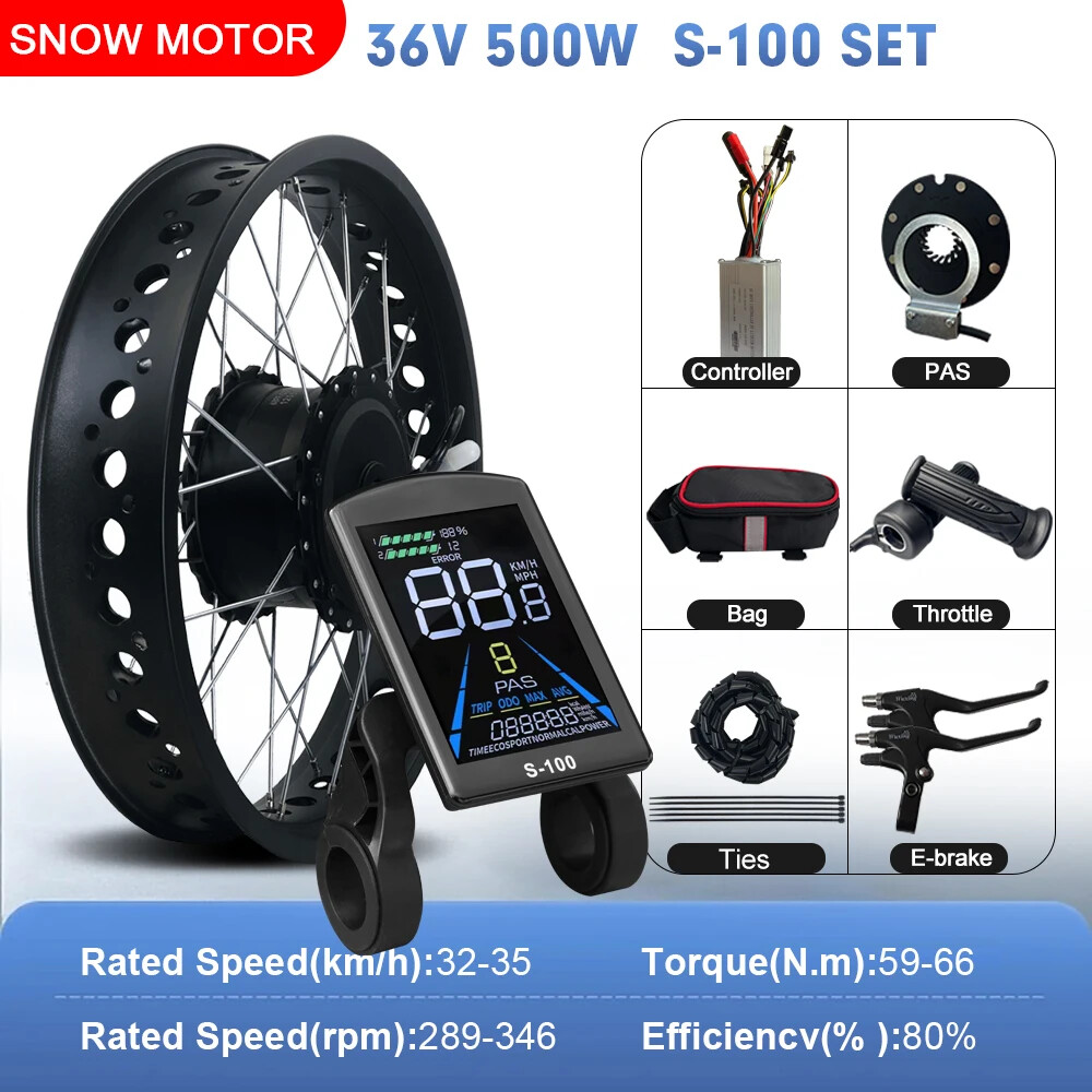20/24/26In 36V 48V 500W Snow Ebike Fat Tire Brushless Gear Front Wheel Hub Motor