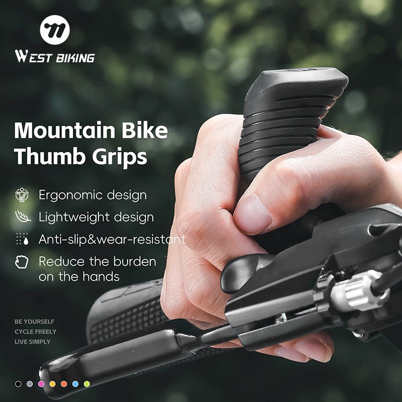WEST BIKING Bike Rest Handlebar Ergonomic Bicycle Handlebar Bar Ends Plugs Black