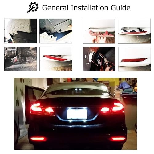 60-SMD LED Bumper Reflector Lights Compatible With 2013-2015 Honda Red Lens
