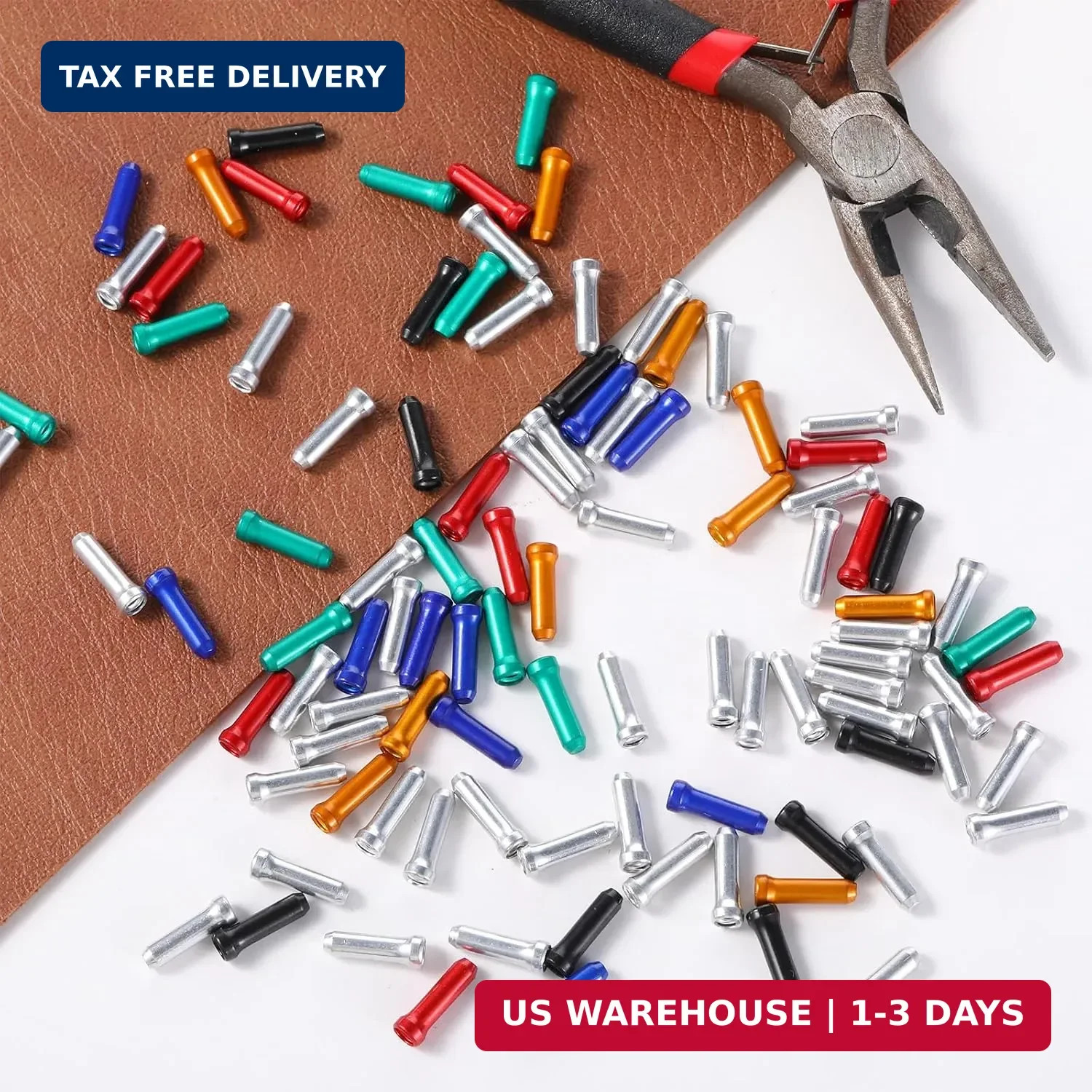 Larrel 100PCS Bike Cable End Caps, 6 Color Practical Lightweight Brake Cable End