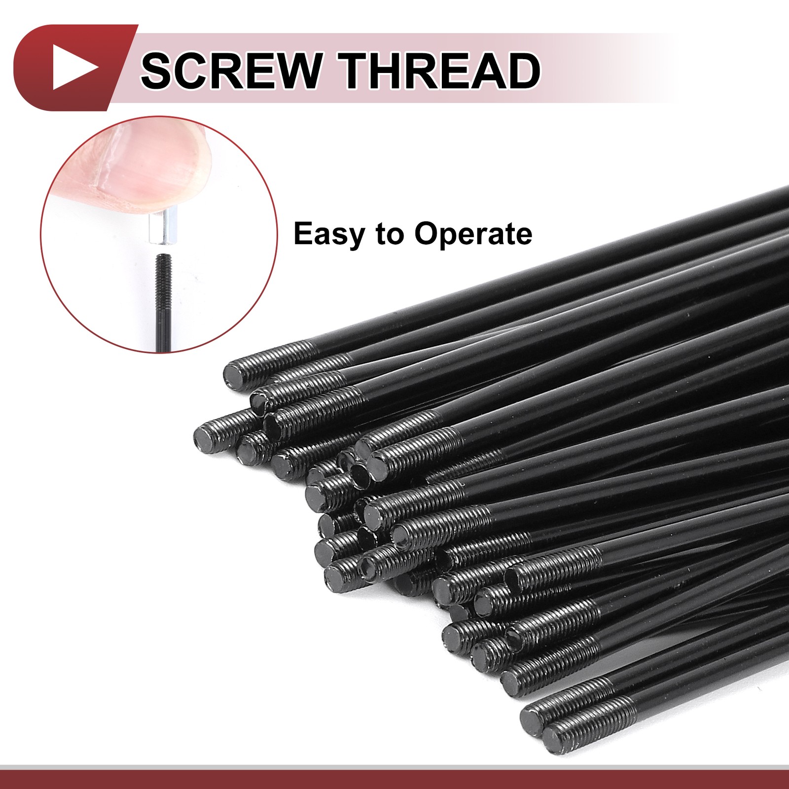 36 Set 12G Bicycle Spokes 89mm Bike Wheel Spokes 45 Steel Black
