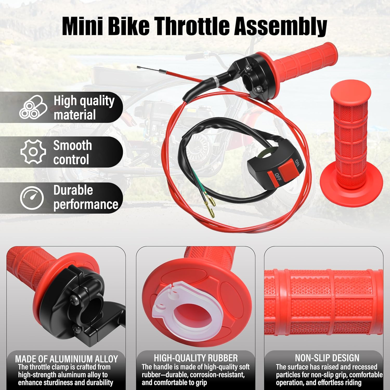 Universal Mini Bike Throttle Assembly&Cable Kit | Direct Replacement for Coleman