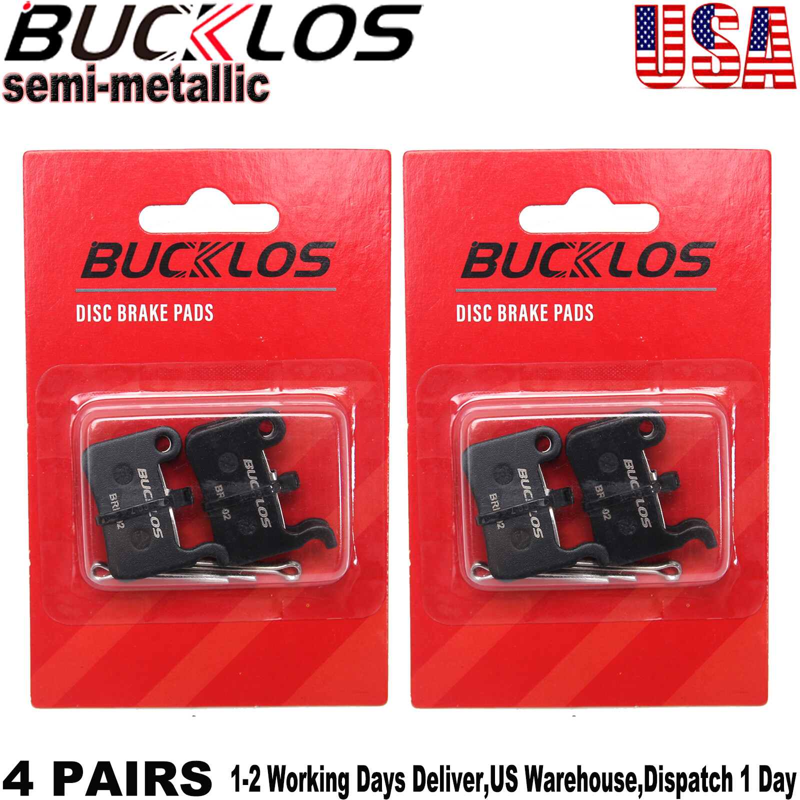 4 pairs MTB Semi-metallic Disc Brake Pads for Shimano M06 M07Ti A01S ZOOM M800