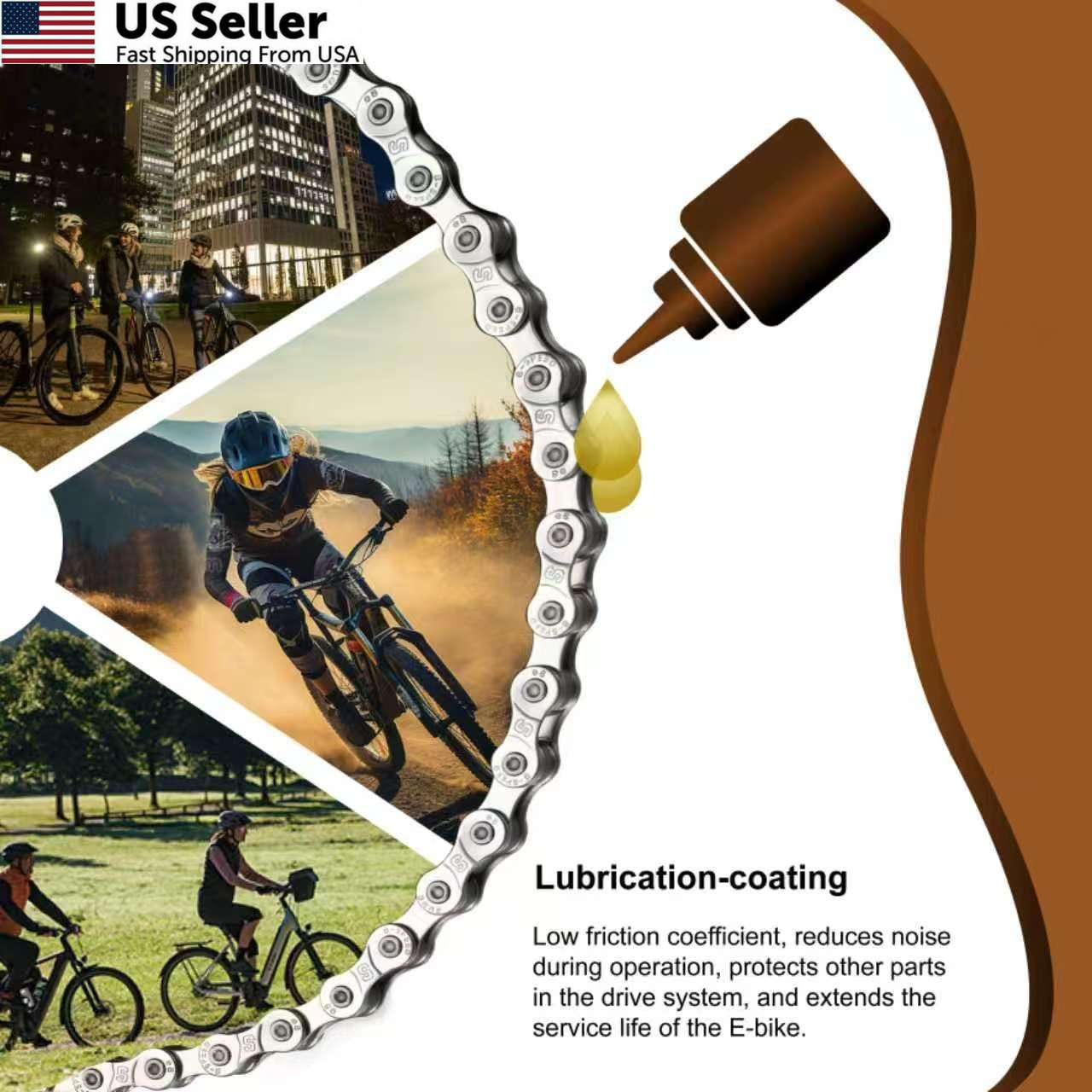 Heavy Duty Ebike Chain 6/7/8 Speed 136 Links, High Speed, Dark Silver
