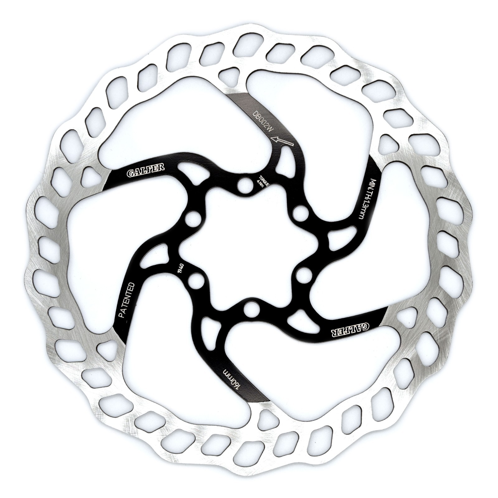 Galfer 160mm Wave MTB Disc Brake Rotor – 6-Bolt, Carbon Stainless Steel
