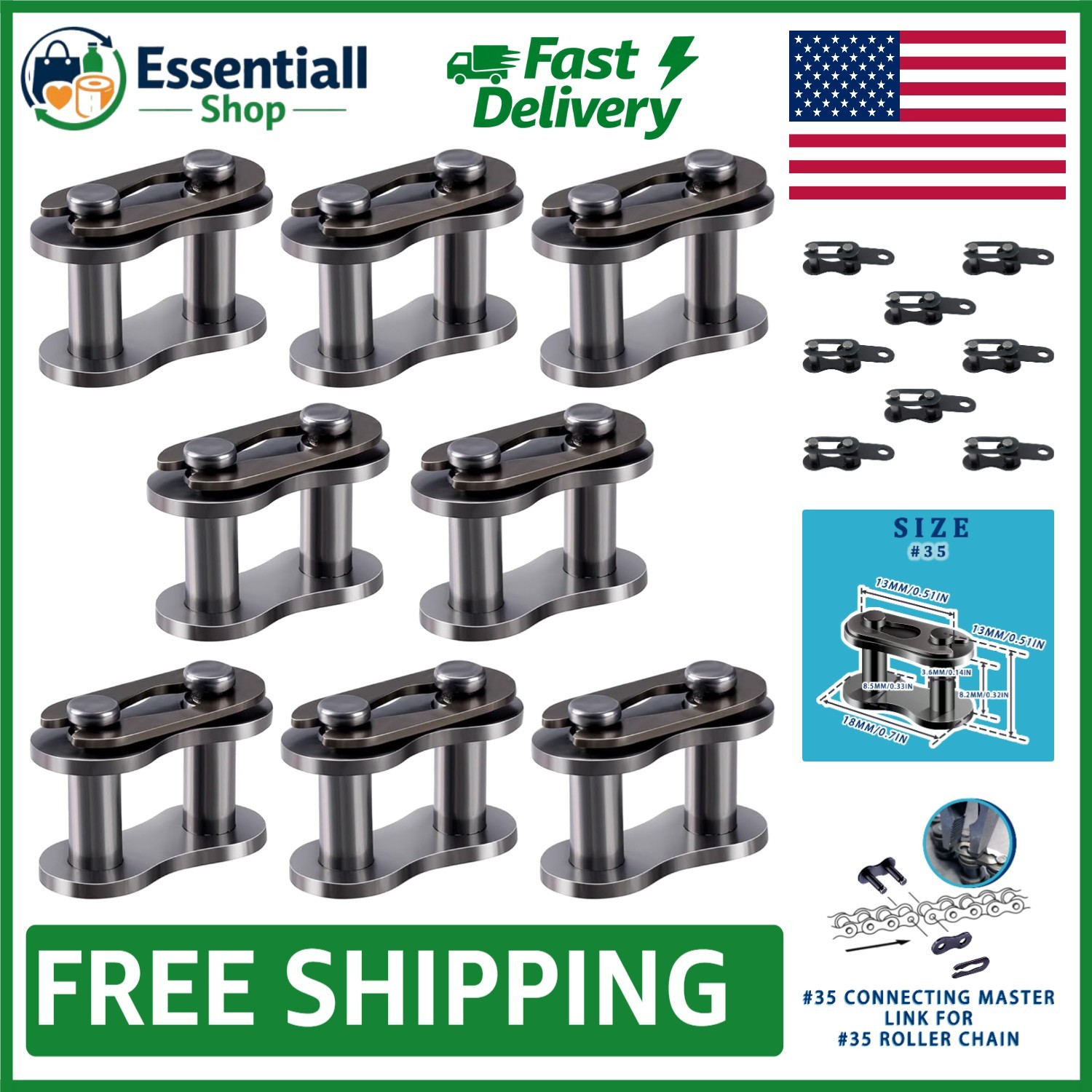 8Pcs Heavy-Duty Alloy Steel Chain Master Links for Mini Bikes, Go-Karts & More