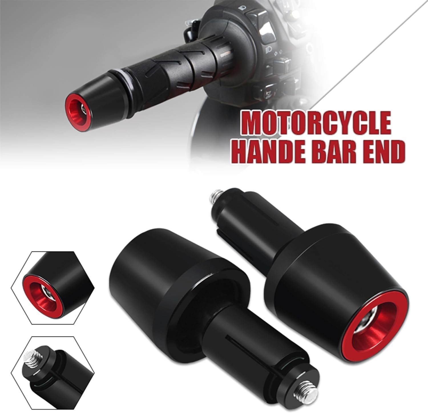Motorcycle Bar Ends Plug, 7/8″ 22mm CNC Aluminum Alloy Universal Moto Red
