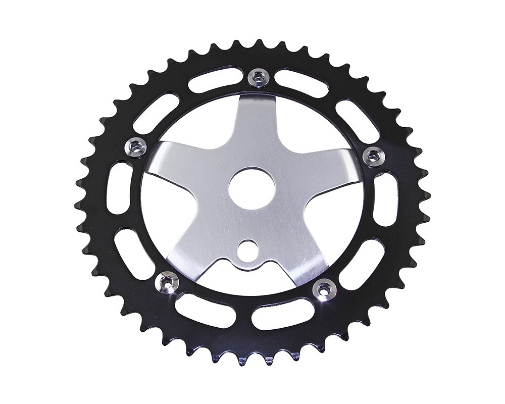 VINTAGE LOWRIDER 44 TEETH ALLOY CHAINRING 913A 1/2 X 1/8 IN BLACK/CHROME.