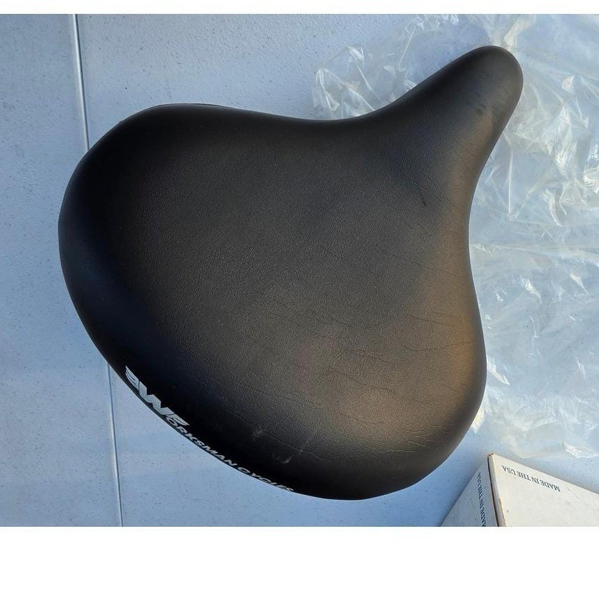 Worksman Cycles Wide Cruiser Bike Saddle Black Dual Spring Seat Made in USA 1999